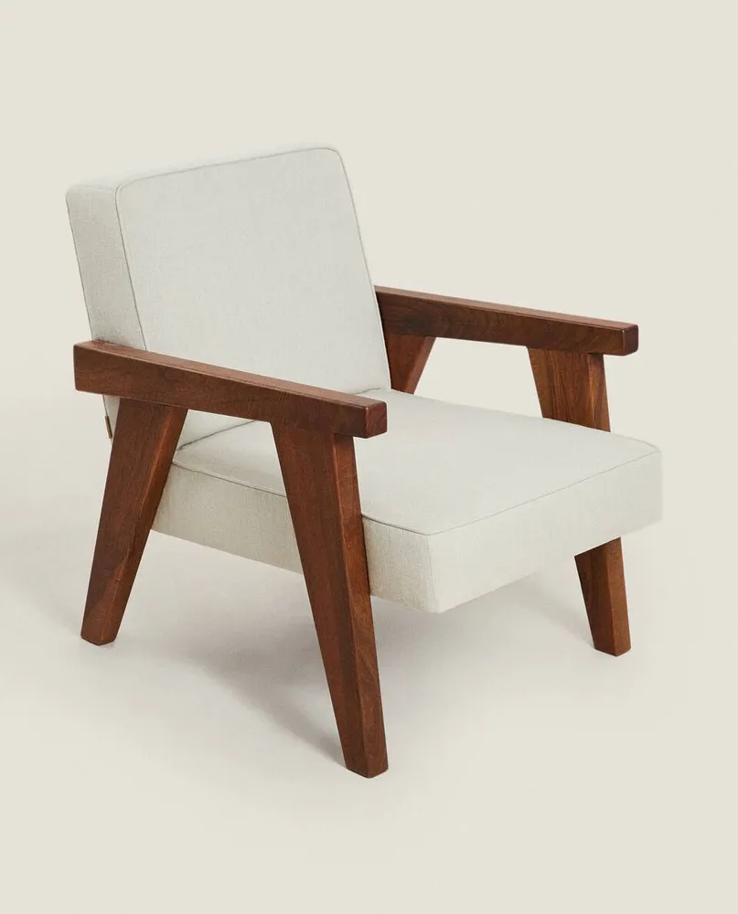 ZARA HOME BY BLASCO UPHOLSTERED WALNUT ARMCHAIR