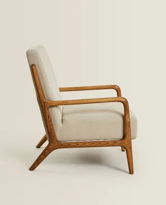 ASH WOOD AND LINEN ARMCHAIR