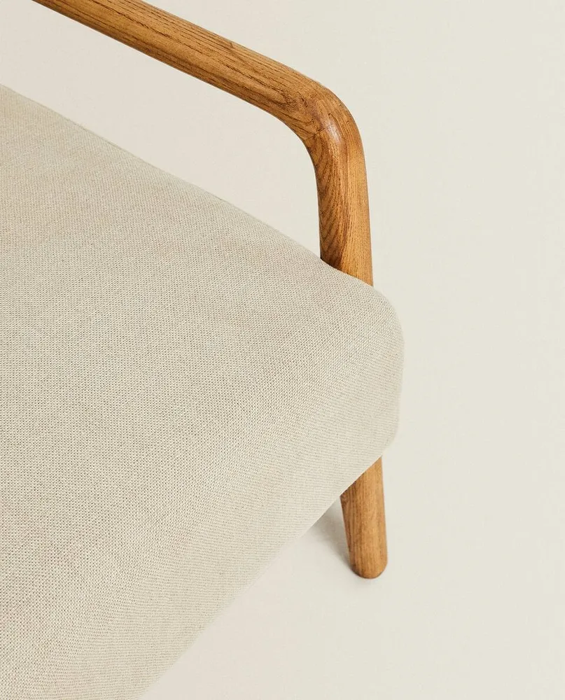 ASH WOOD AND LINEN ARMCHAIR