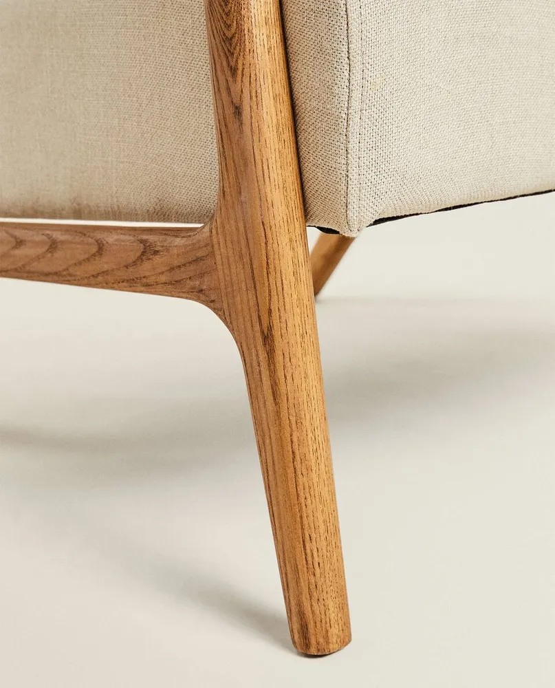 ASH WOOD AND LINEN ARMCHAIR