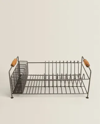 IRON AND ACACIA WOOD DRYING RACK