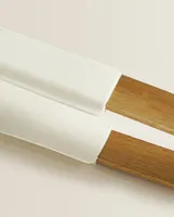 SILICONE AND WOODEN TONGS