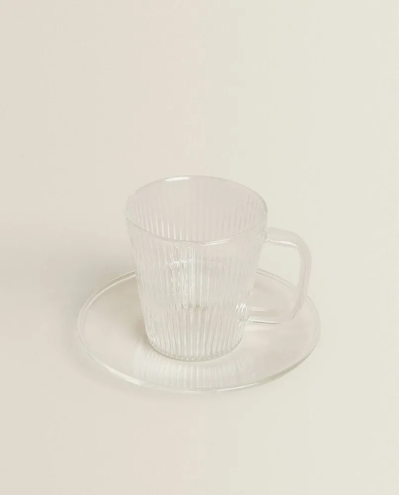 BOROSILICATE GLASS COFFEE CUP AND SAUCER