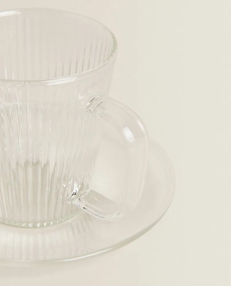 BOROSILICATE GLASS COFFEE CUP AND SAUCER