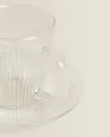 BOROSILICATE GLASS COFFEE CUP AND SAUCER