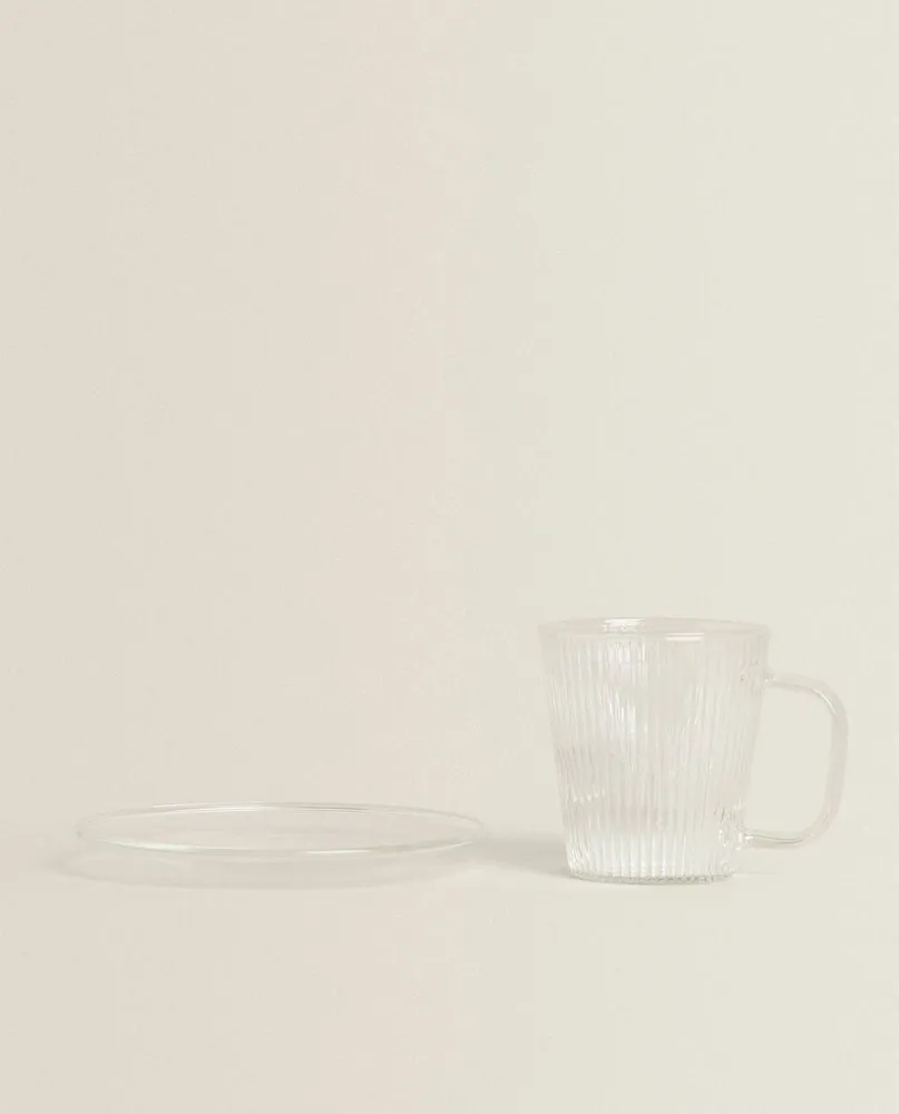 BOROSILICATE GLASS COFFEE CUP AND SAUCER