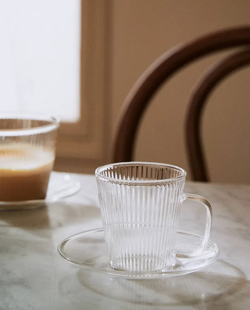 BOROSILICATE GLASS COFFEE CUP AND SAUCER