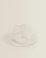 BOROSILICATE GLASS TEACUP AND SAUCER