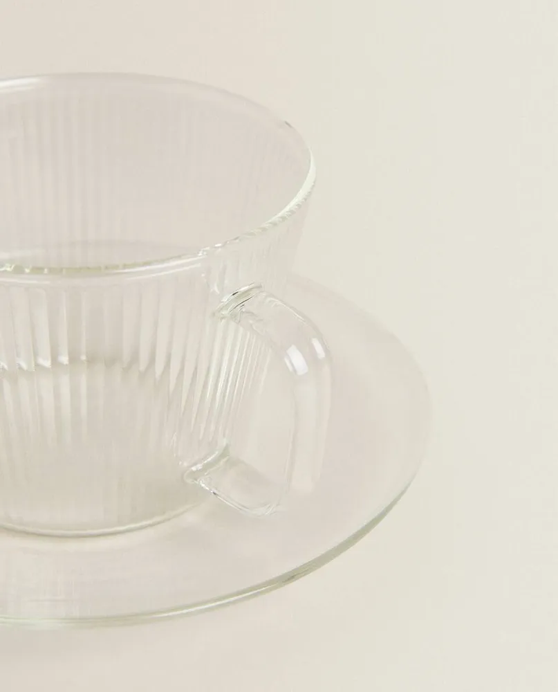 BOROSILICATE GLASS TEACUP AND SAUCER