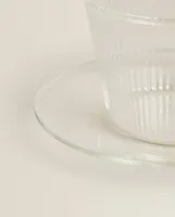 BOROSILICATE GLASS TEACUP AND SAUCER