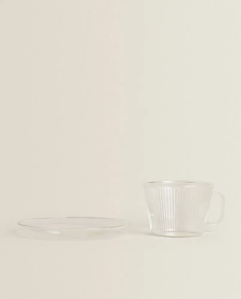 BOROSILICATE GLASS TEACUP AND SAUCER