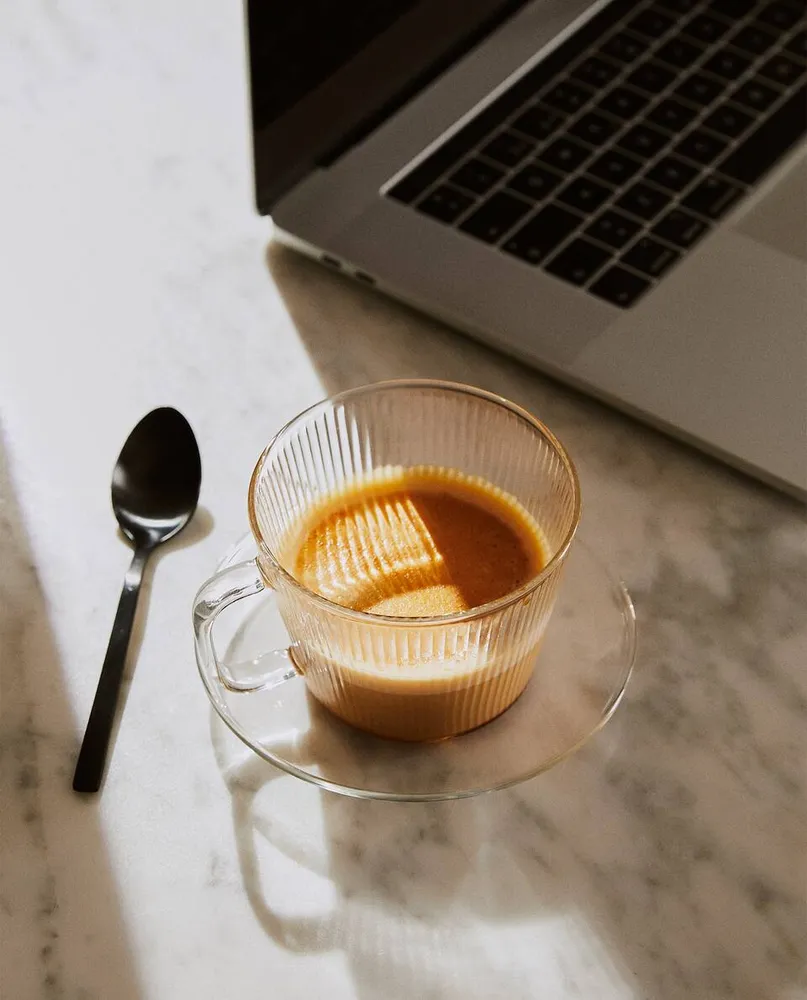 BOROSILICATE GLASS TEACUP AND SAUCER