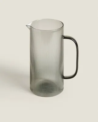 BOROSILICATE GLASS JUG WITH LINE DESIGN