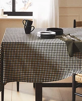 GINGHAM CHECK LINEN TABLECLOTH