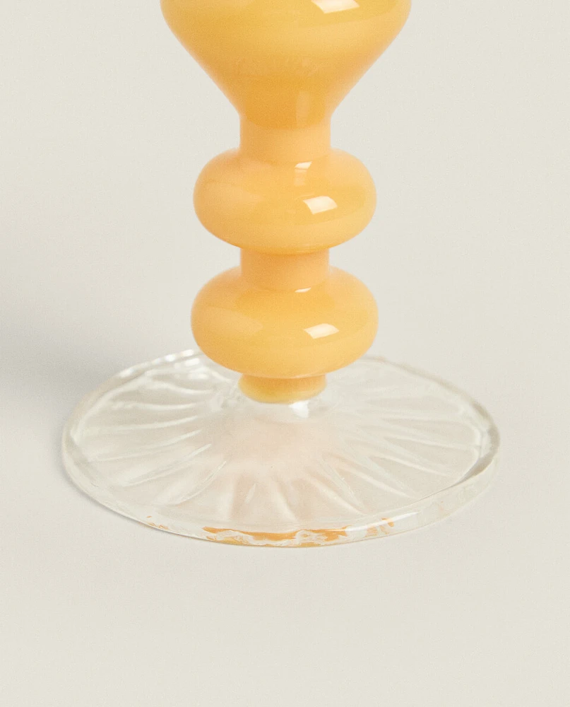 SHAPED GLASS CANDLESTICK