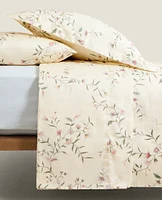 SATIN FLAT SHEET WITH FLORAL PRINT