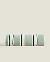 VELOUR BEACH TOWEL WITH IRREGULAR STRIPES