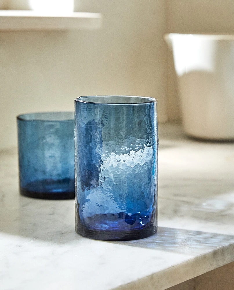 TALL HAMMERED GLASS TUMBLER