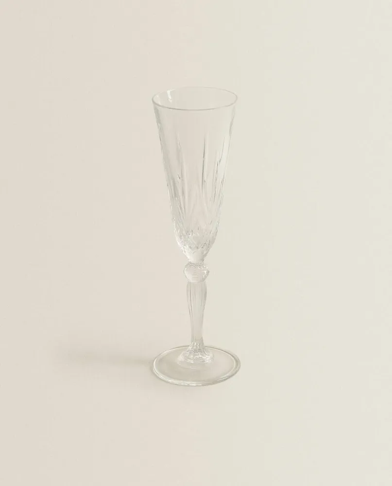 ENGRAVED CRYSTALLINE FLUTE GLASS