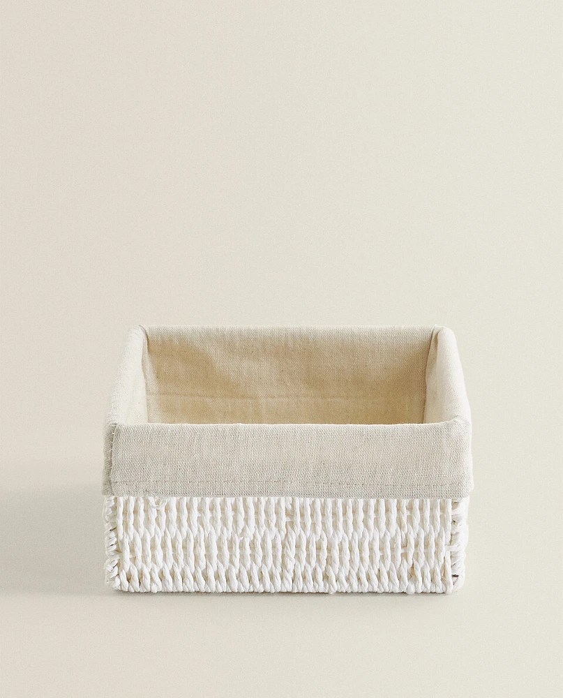 SQUARE FABRIC-LINED BASKET