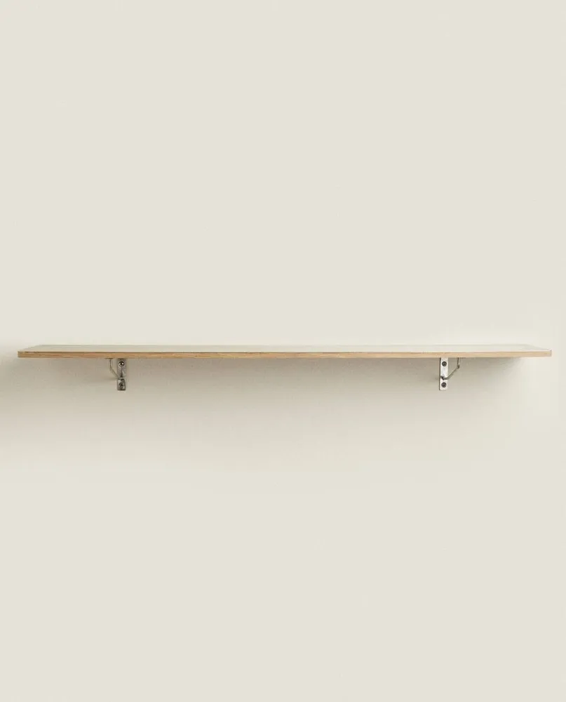 OAK SHELVING UNIT WITH METAL SUPPORT
