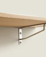 OAK SHELVING UNIT WITH METAL SUPPORT