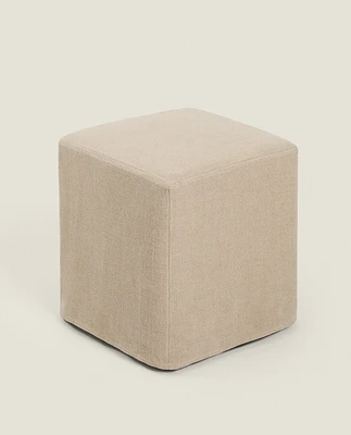 LINEN POUFFE STOOL