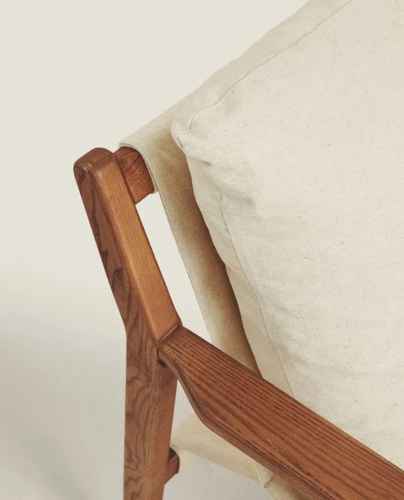 WOODEN ARMCHAIR WITH REMOVABLE CUSHION