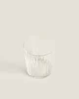 GLASS TUMBLER WITH LINE DESIGN