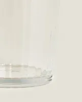 GLASS TUMBLER WITH LINE DESIGN