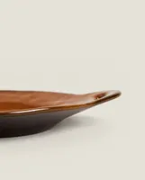 STONEWARE SERVING DISH WITH HANDLES