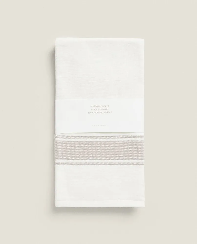 COTTON TERRY TEA TOWEL WITH STRIPE