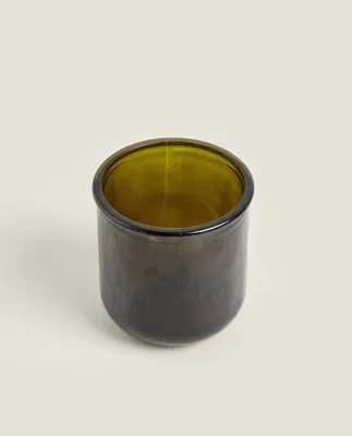 OLIVE GREEN GLASS BATHROOM TUMBLER