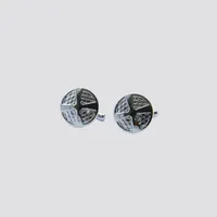 Round Silver Cuff Links