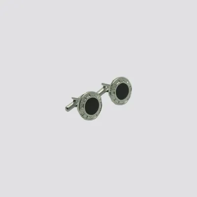 Round Silver Cuff Links with Black Centre