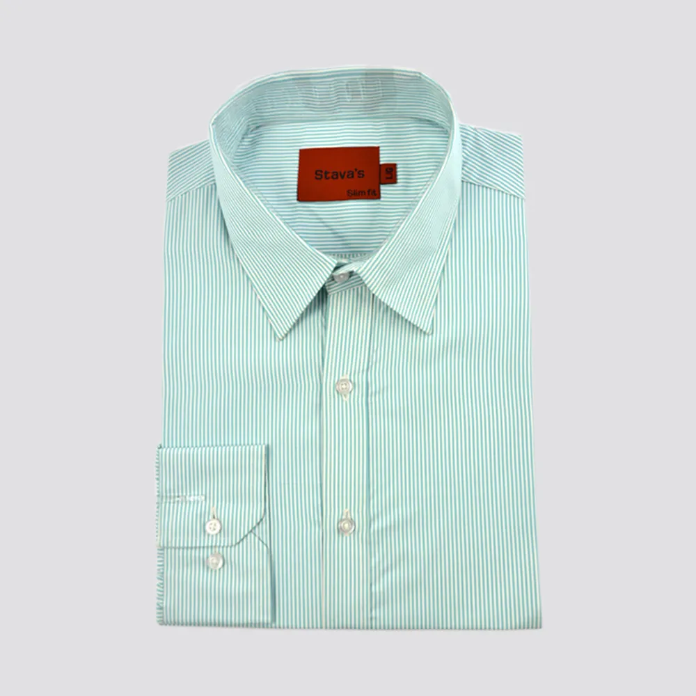 Teal Green and White Stripes Shirt