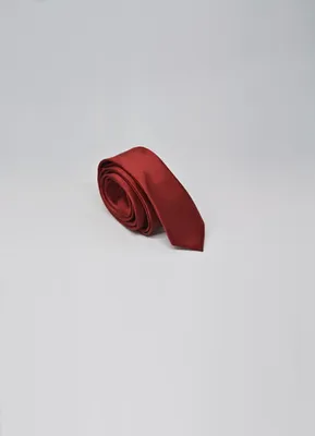 SMT-2: Solid Burgundy Skinny Tie for Men