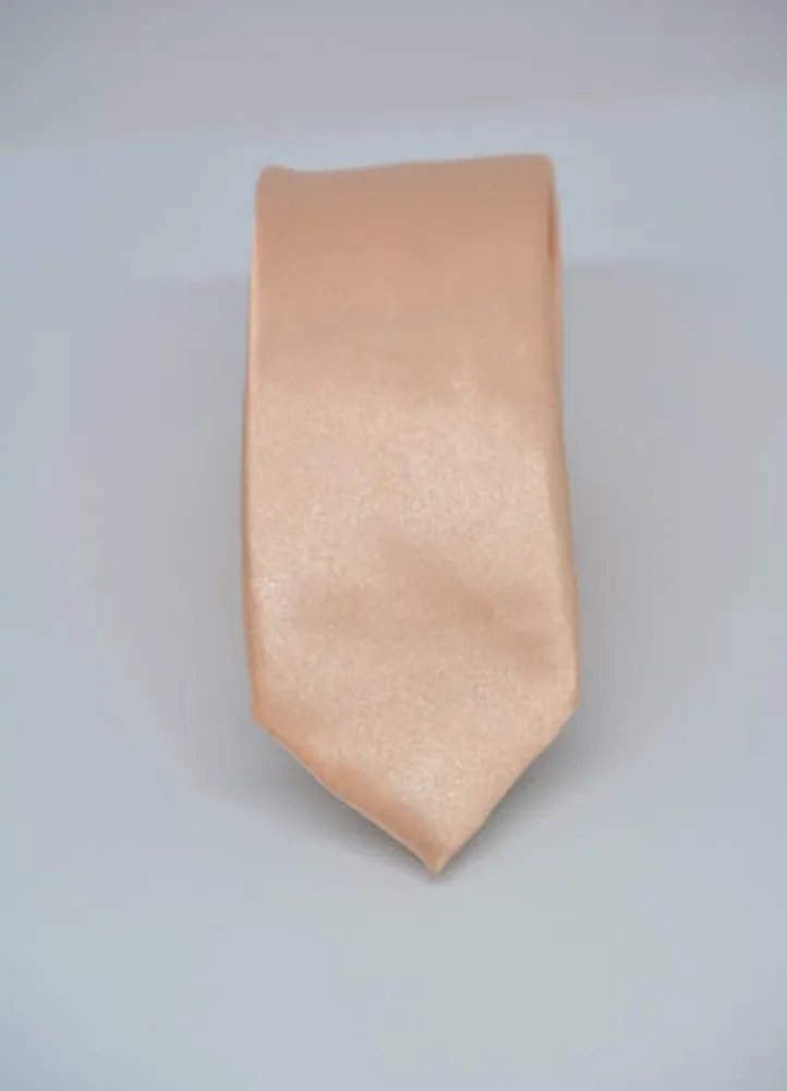 SMT-09  SOLID PEACH SKINNY TIE FOR MEN