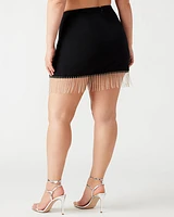 CAM SKIRT WITH FRINGE BLACK