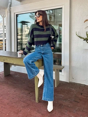 Feel Good Cropped Stripe Sweater