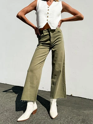 Matcha Latte Wide Leg Denim Jeans