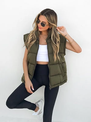 Belong Together Puffer Vest Olive