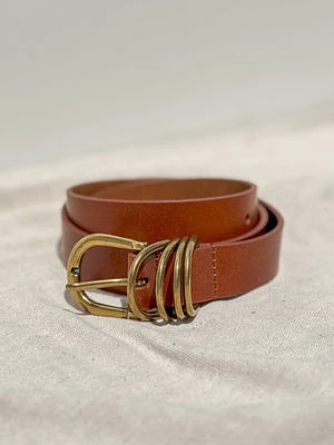 4 Ring Leather Belt Tan