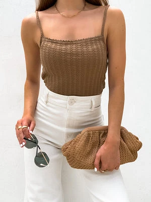 Ariel Knit Cami Top Taupe