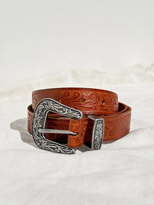 Western Vintage Buckle Belt Tan