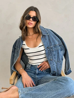 Rickie Pleated Denim Jacket