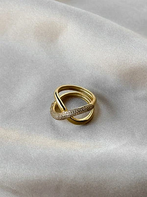 Criss Cross Ring With Stones