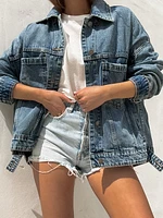 Rickie Pleated Denim Jacket