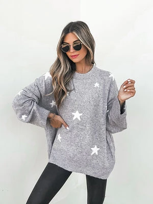 Starry Eyes Oversized Sweater Grey