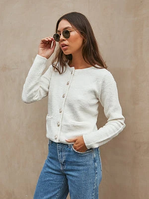 Monroe Button Knit Sweater Ivory